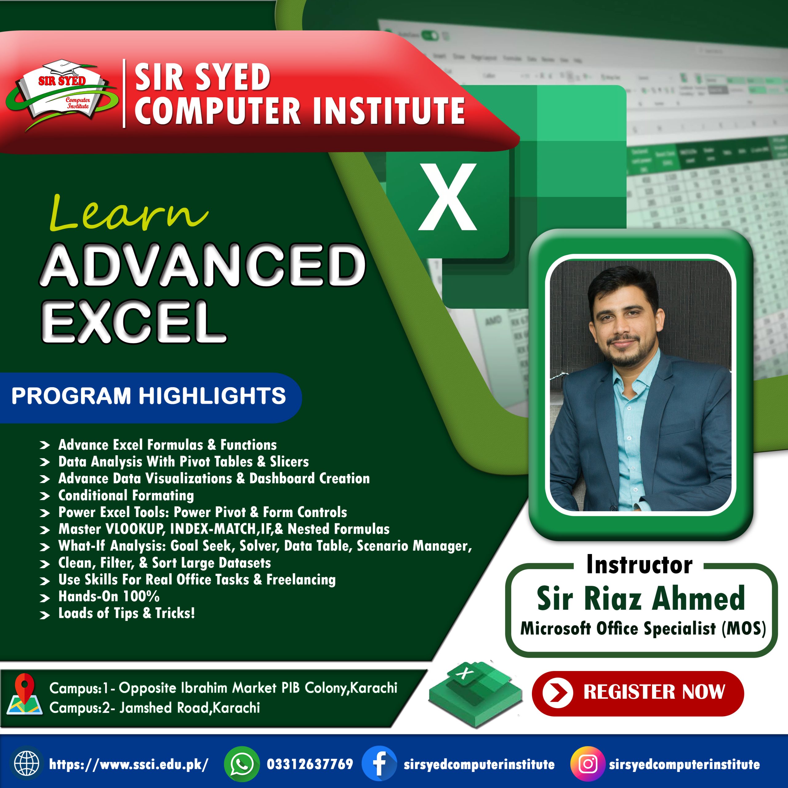 Advanced Excel- Sir Syed Computer Instittue , PIB Colony, Karachi