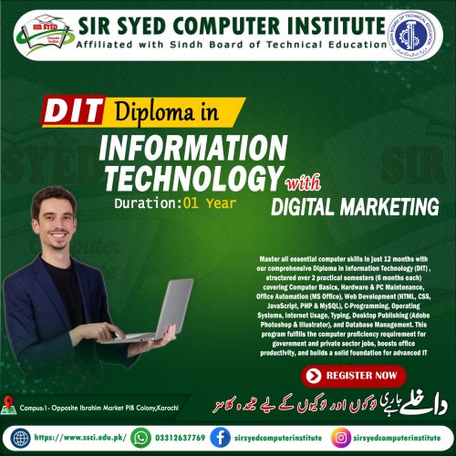 Diplom in Information Technology with Digital Marketing Sir Syed Computer Institute affiliated with Sindh Board Technical Education